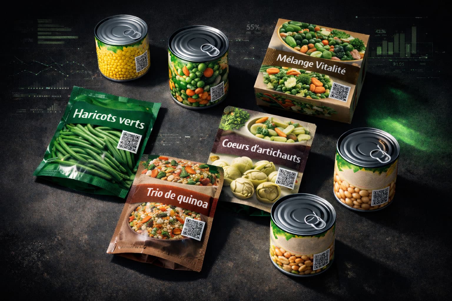 Emballage alimentaire avec QR Code Digital Link imprimé sur l’étiquette